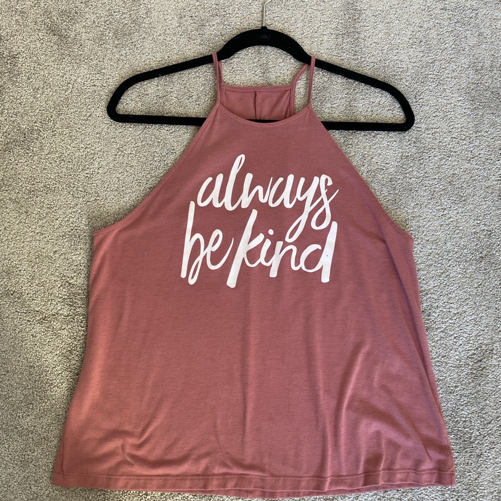 Pink Relaxed Sleeveless Tank Top Always Be Kind
